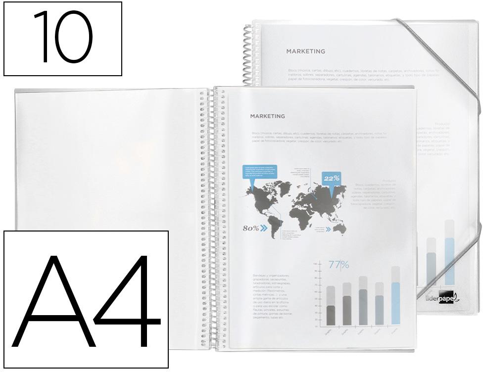 Capa Catalogo Com Espiral 10 Bolsas Polipropileno Din A4 Transparente