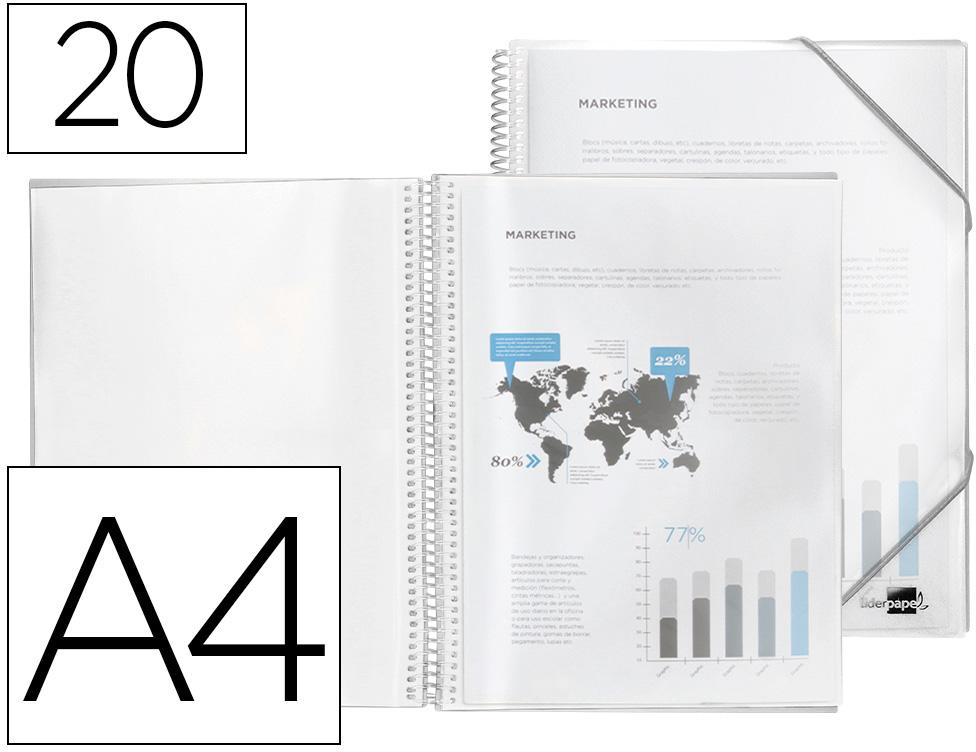 Capa Catalogo Com Espiral 20 Bolsas Polipropileno Din A4 Transparente