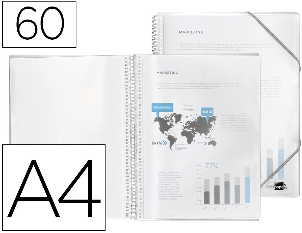 Capa Catalogo Com Espiral 60 Bolsas Polipropileno Din A4 Transparente