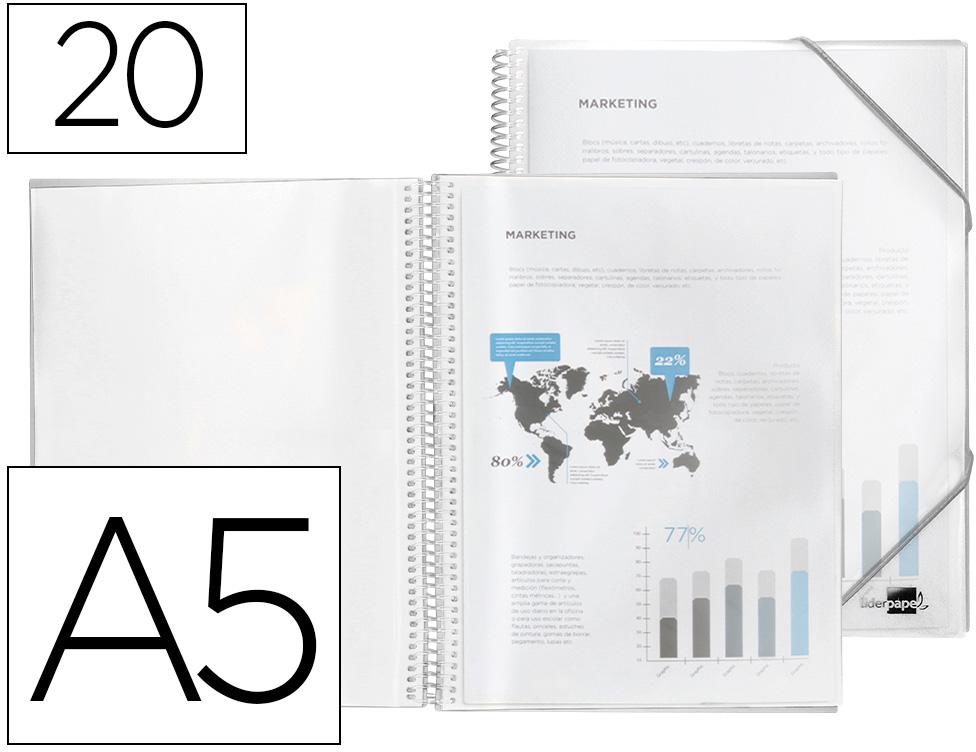 Capa Catalogo Com Espiral 20 Bolsas Polipropileno Din A5 Transparente
