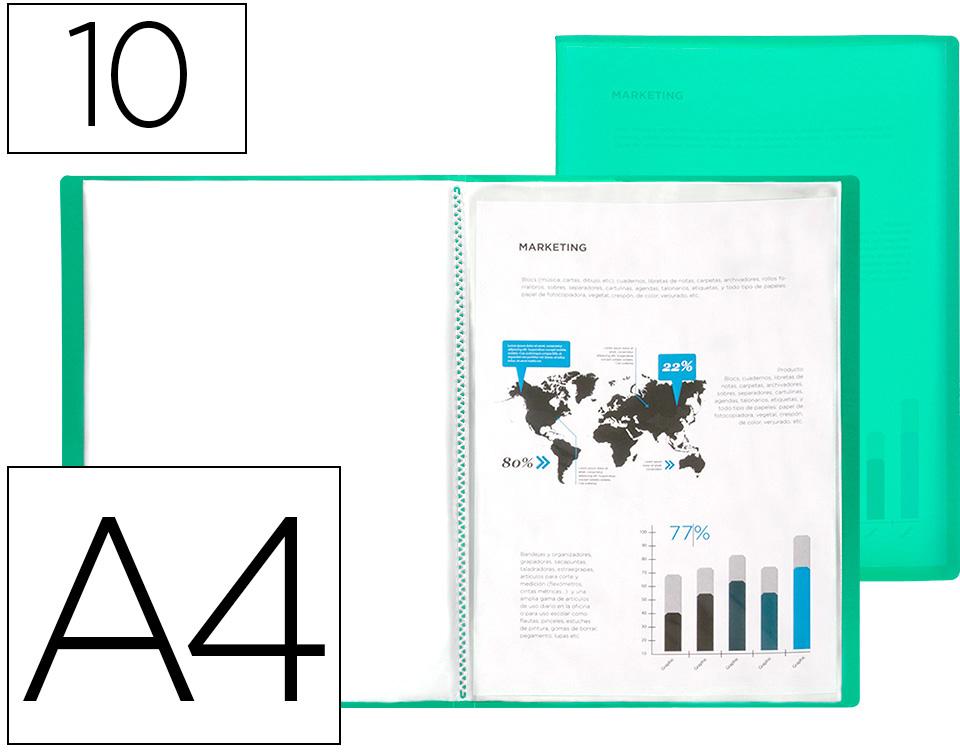 Capa Catalogo 10 Bolsas Polipropileno Din A4 (Verde Translucido)