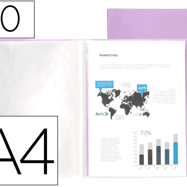 Capa Catalogo 10 Bolsas Polipropileno Din A4 (Lavanda Opaco)