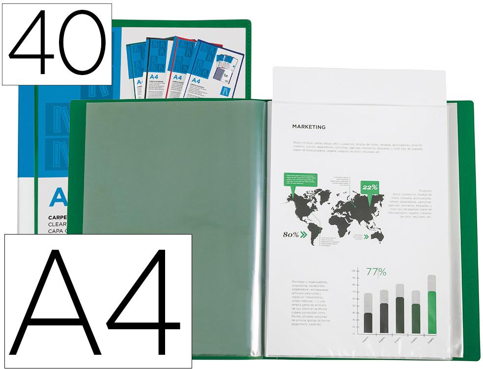 Capa Catalogo 40 Bolsas Din A4 Verde Translucido