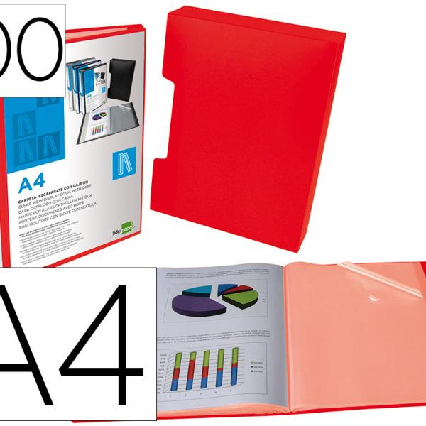 Capa Catalogo 100 Bolsas Din A4 (Vermelho Translúcido)