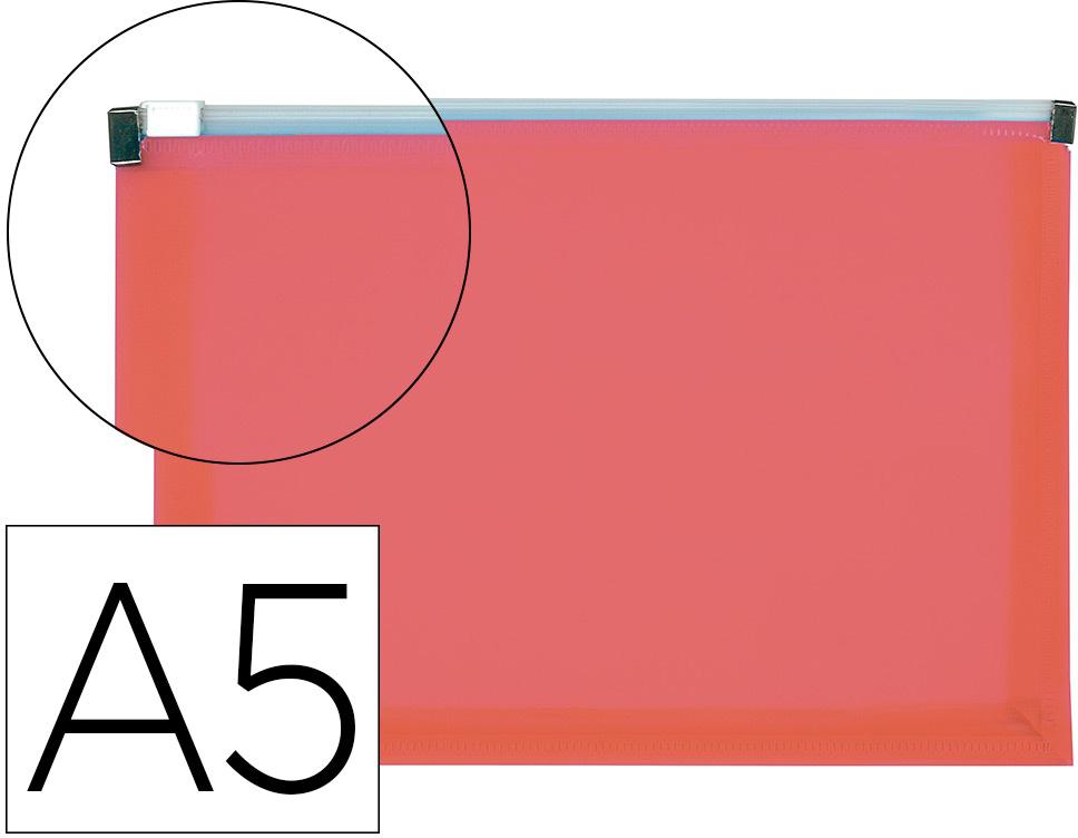 Bolsa Porta Documentos Din A5 Com Fecho Vermelho Translucido