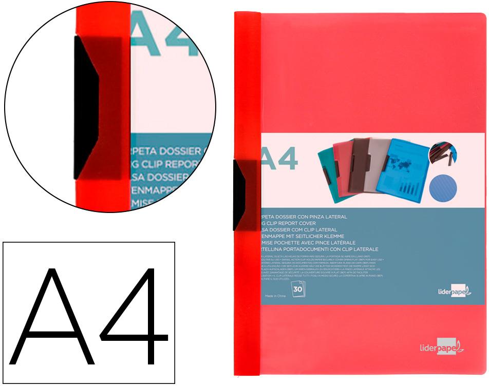 Bolsa Dossier Com Clip Lateral Din A4 Vermelho Translucido 30 Folhas