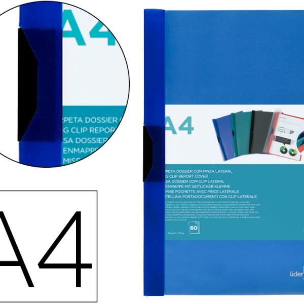 Bolsa Dossier Com Clip Lateral Din A4 Vermelho Azul Translucido 60 Folhas