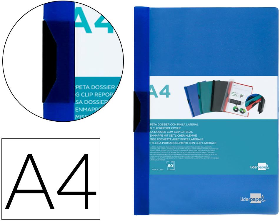 Bolsa Dossier Com Clip Lateral Din A4 Vermelho Azul Translucido 60 Folhas