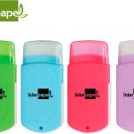 Borracha Retangular Com Protetor Plastico Apara Lapis De 2 Usos Cores Sortidas
