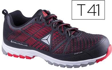 Sapatos De Seguranca Deltaplus De Poliuretano E Malha S1P Preto E Vermelho Formato 41