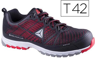 Sapatos De Seguranca Deltaplus De Poliuretano E Malha S1P Preto E Vermelho Formato 42