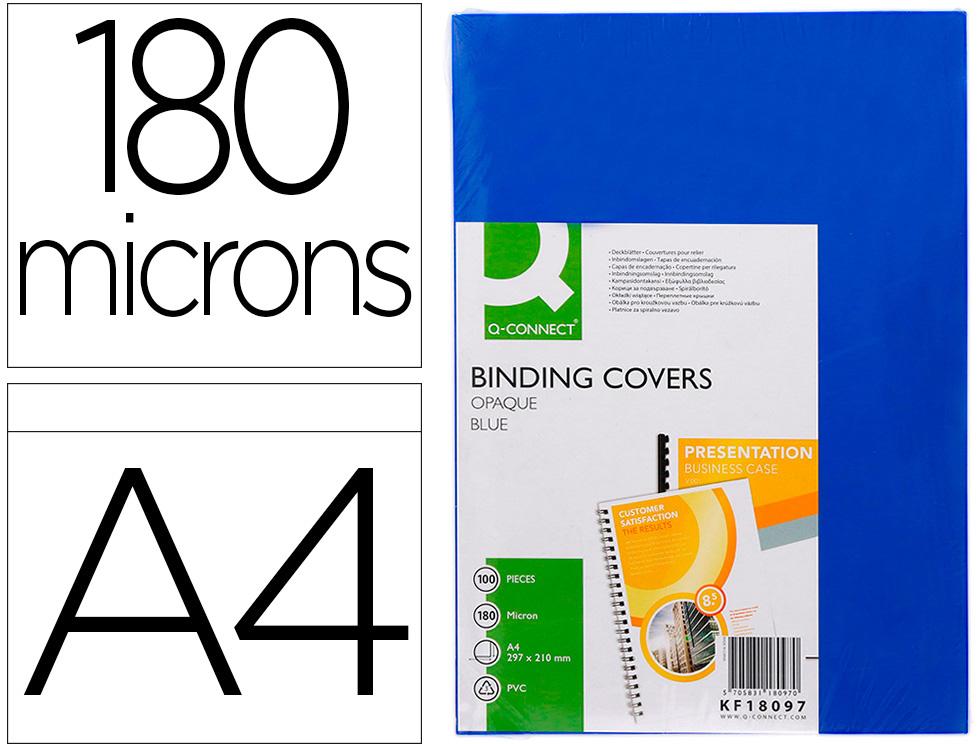 Capa De Encadernacao Q - Connect Pvc Din A4 Opaca Azul 180 Microns Pack De 100 Unidades - Q - CONNECT