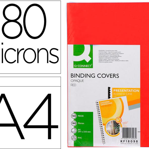 Capa De Encadernacao Pvc Din A4 Opaca Vermelho 180 Microns Pack De 100 Unidades - Q - CONNECT