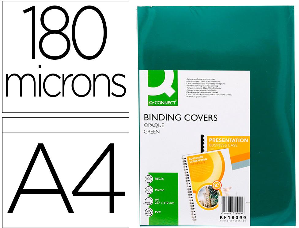Capa De Encadernacao Q - Connect Pvc Din A4 Opaca Verde 180 Microns Pack De 100 Unidades - Q - CONNECT