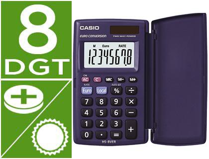 Calculadora Casio Hs - 8Ver Bolso 8 Digitos Conversao Moeda Com Capa Cor Azul - CASIO