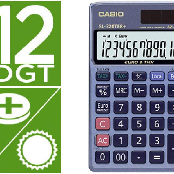 Calculadora Sl - 320Ter Bolso 12 Digitos Tax +/ - Conversao Moeda Tecla Duplo Zero Cor Azul - CASIO