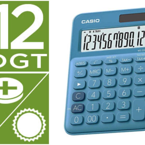 Calculadora Casio Ms - 20Uc - Bu Secretaria 12 Digitos Tax +/ - Cor Azul