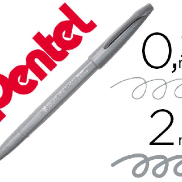 Marcador / Pincel Touch Para Caligrafia (Cinza) - PENTEL