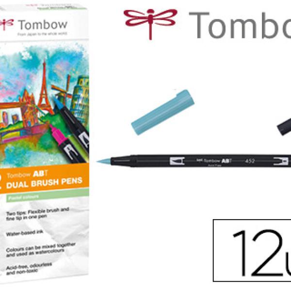 Marcador Tombow Dupla Ponta Pincel Cores Pastel Estojo De 12 Unidades Cores Sortidas