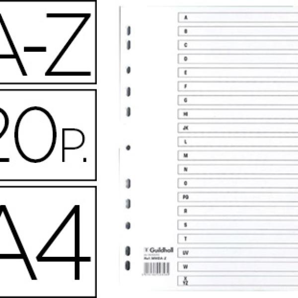 Separador Cartolina Branca A - Z Conjunto De 20 Separadores Din A4 11 Furos - EXACOMPTA