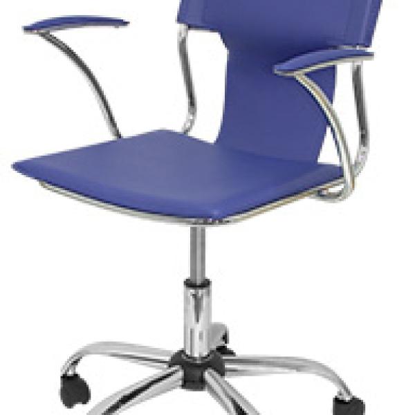 Cadeira De Escritório Encosto Medio Regulavel Em A Ltura Simi Pele Azul 860+90X480X440 Mm - PIQUERAS