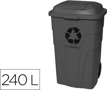 Contentor De Lixo Plastico Com 2 Rodas Cor Cinza Com Capacidade Para 240 Litros - Q - CONNECT