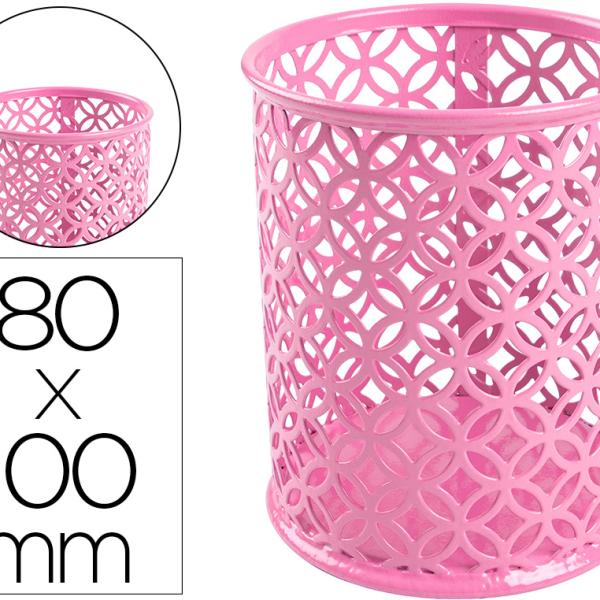 Porta Lapis Q - Connect Metal Redondo Rosa Diametro 80 Altura 100 Mm - Q - CONNECT