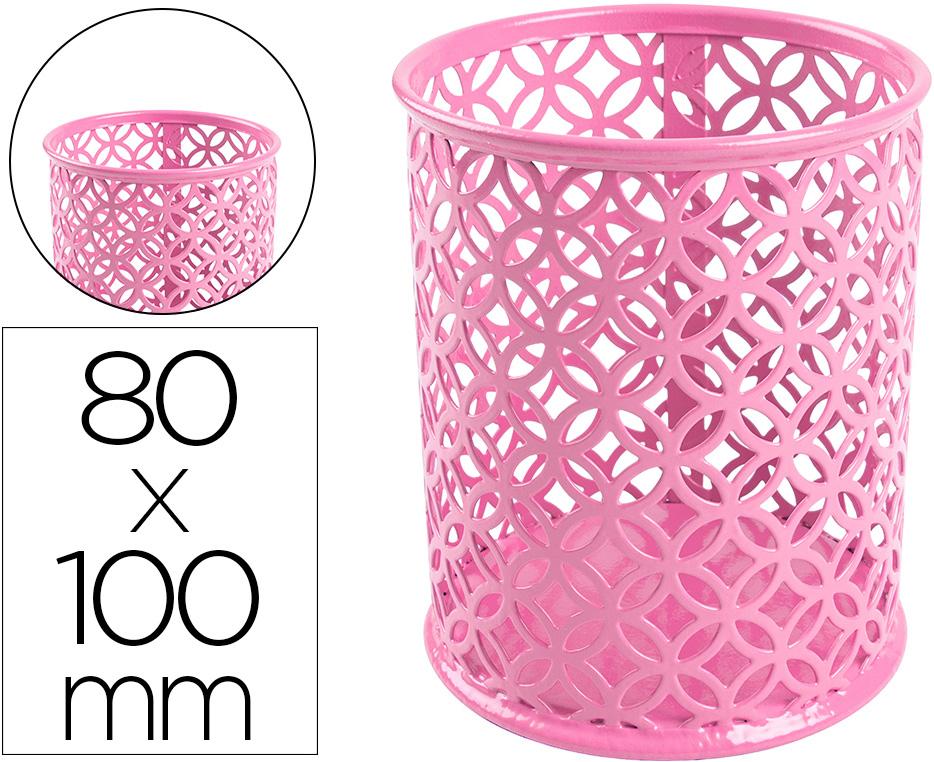 Porta Lapis Q - Connect Metal Redondo Rosa Diametro 80 Altura 100 Mm - Q - CONNECT