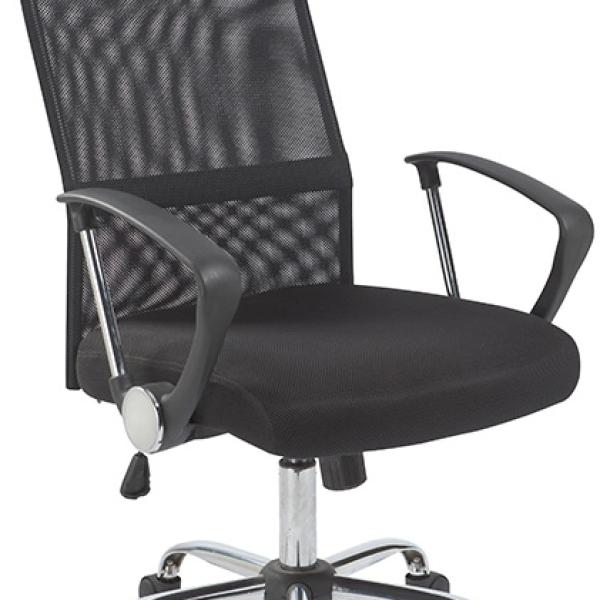 Cadeira De Direcao Base Metal Encosto Alto Regulavel Em Altura 1110+100Mm Altura Pele E Tecido Preto