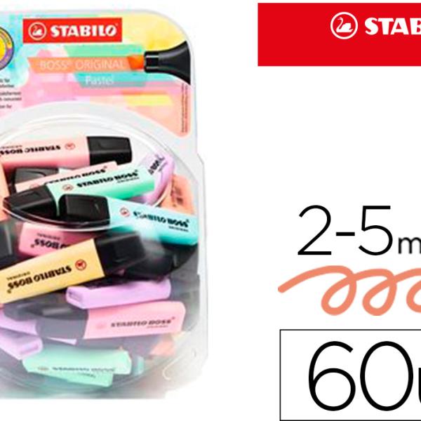 Marcador Stabilo Boss Fluorescente 70 Pastel Expositor Boiao De 60 Unidades Cores Sortidas