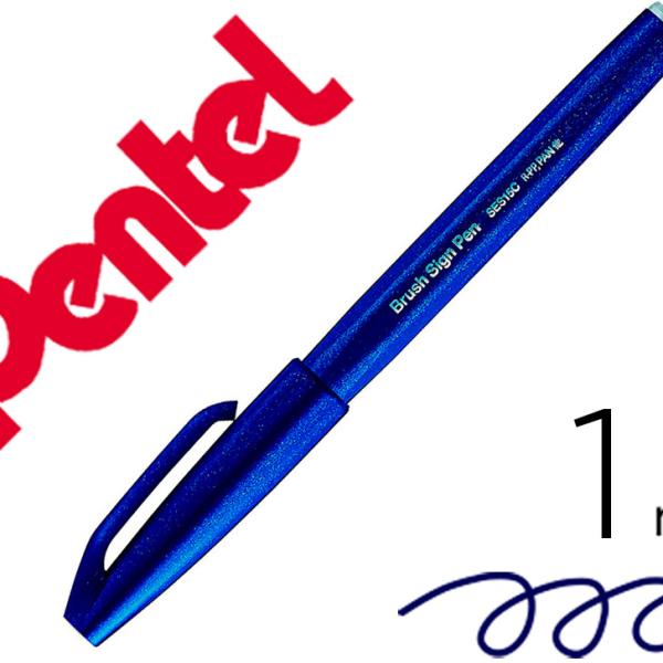 Marcador / Pincel Touch Para Caligrafia (Azul Escuro) - PENTEL