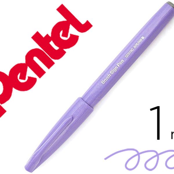 Marcador / Pincel Touch Para Caligrafia Cor Violeta Azulado - PENTEL