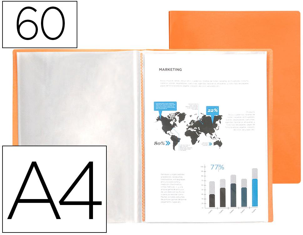Capa Catalogo 60 Bolsas Polipropileno Din A4 Laranja Fluor Opaco