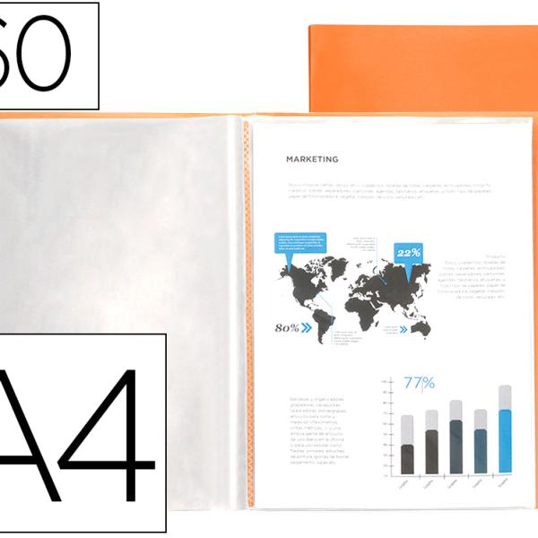 Capa Catalogo 60 Bolsas Polipropileno Din A4 Laranja Fluor Opaco