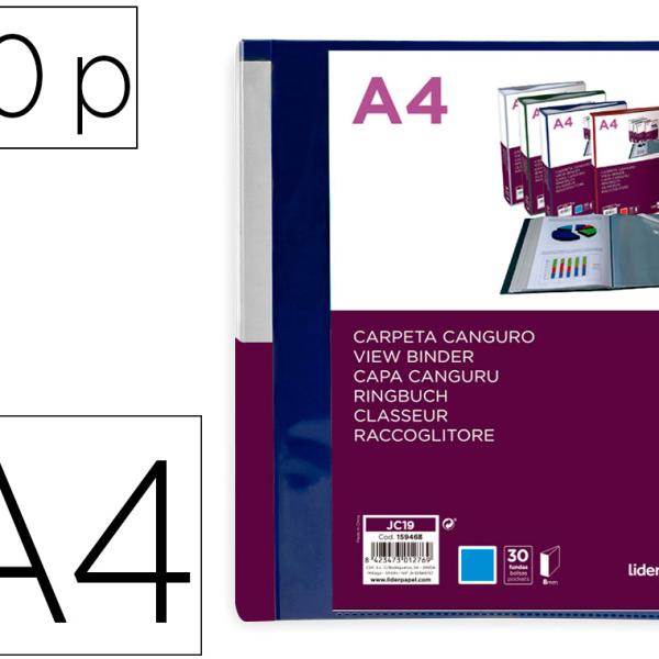Pasta Canguru 30 Bolsas Polipropileno Din A4 Azul Translucido Capa E Lombada Personalizavel