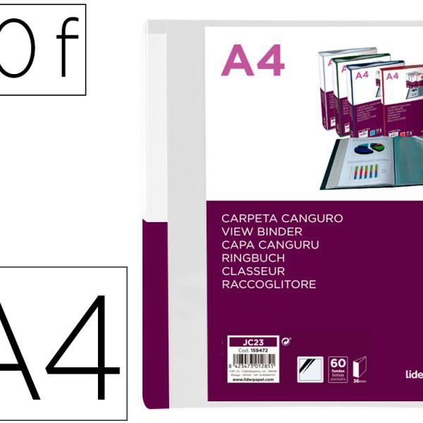 Pasta Canguru 60 Bolsas Polipropileno Din A4 Transparente Capa E Lombada Personalizavel