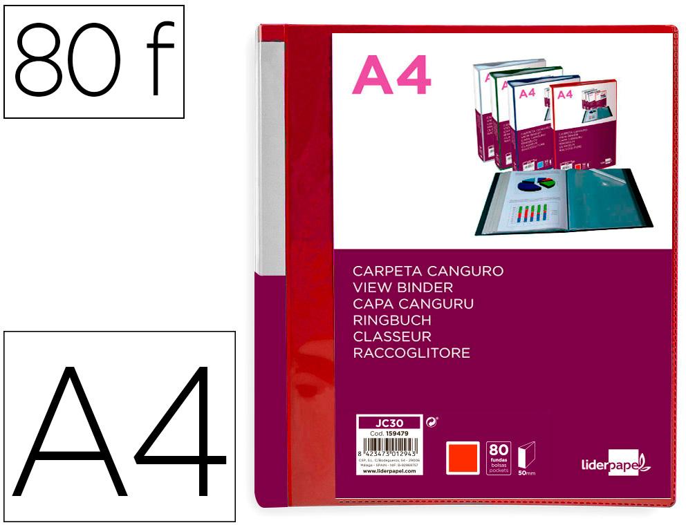 Pasta Canguru 80 Bolsas Polipropileno Din A4 Vermelho Translucido Capa E Lombada Personalizavel