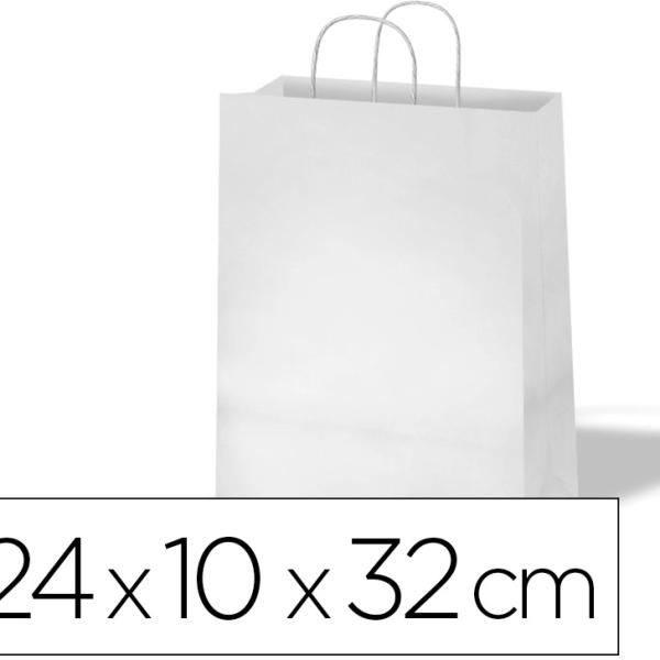 Bolsa De Papel Basika Celulose Branca Asa Retorcida Formato \S\ 240X100X320 Mm