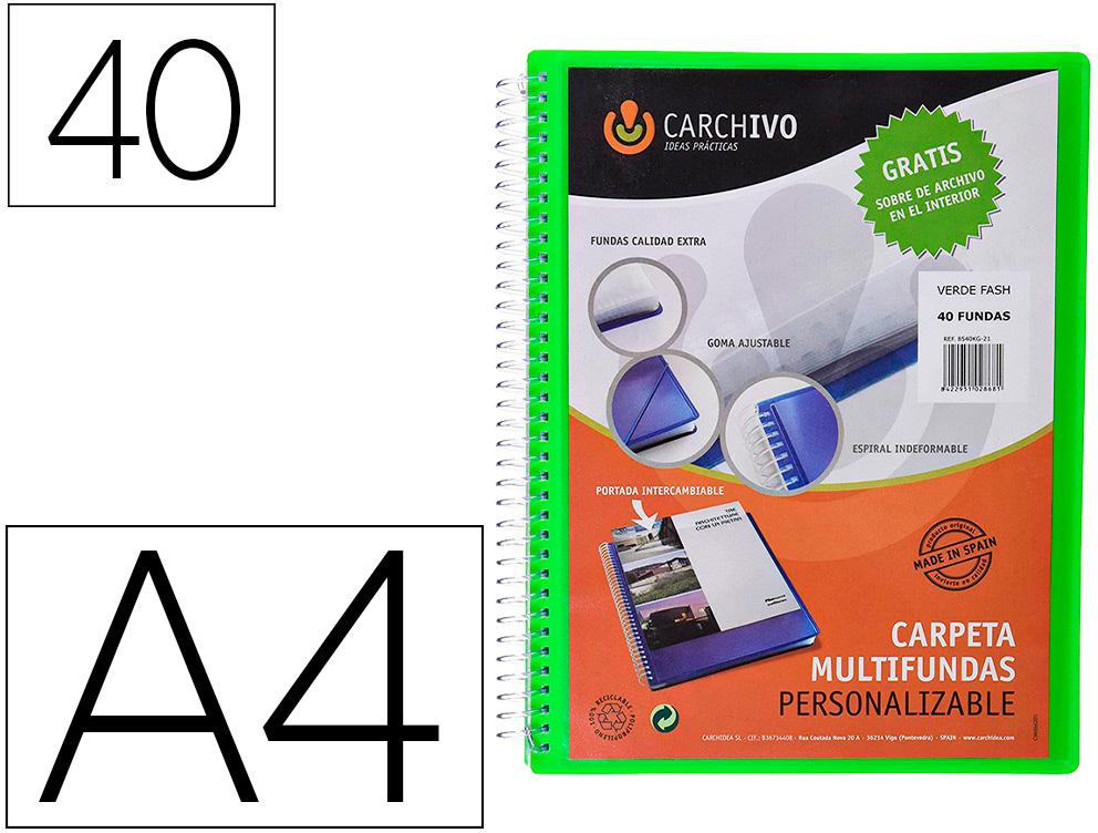 Capa Catalogo Archivex Polipropileno Canguro c/ Espiral 40 Bolsas Fecho Elasticos Din A4 - CArquivo