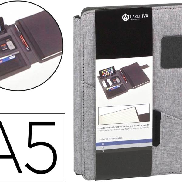 Porta Notas CArquivo Venture Din A5 Com Suporte Para Smartphone Caderno Cor Cinza - CArquivo