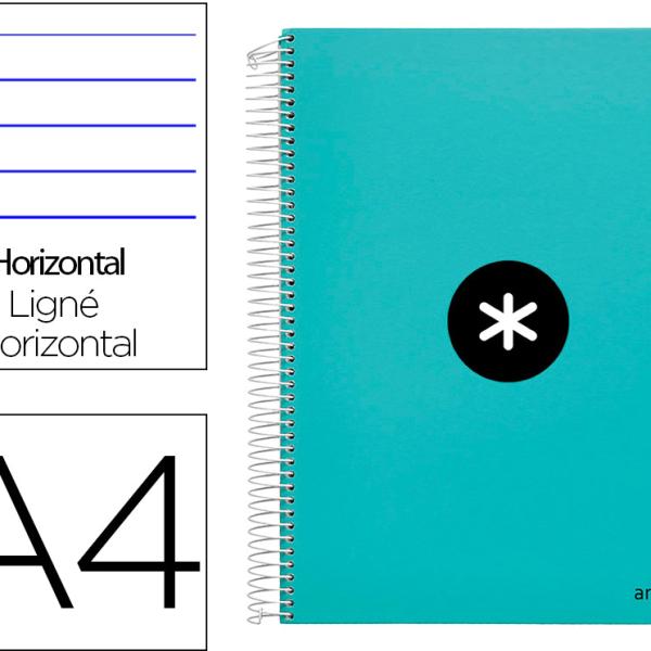 Caderno Espiral Din A4 Antartik Capa Forrada 120 F 100 Gr Pautado 5 Bandas Cor Menta - ANTARTIK