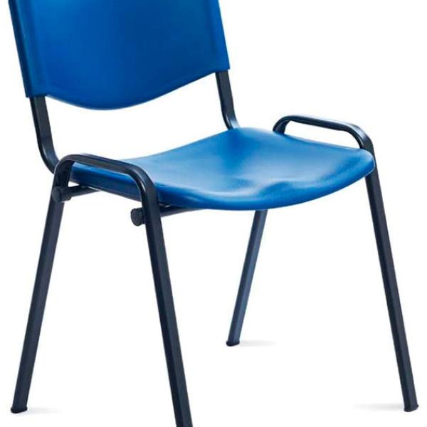 Cadeira Confidente Estrutura Metalica Encosto E Assento Em Polimero Cor Azul - ROCADA