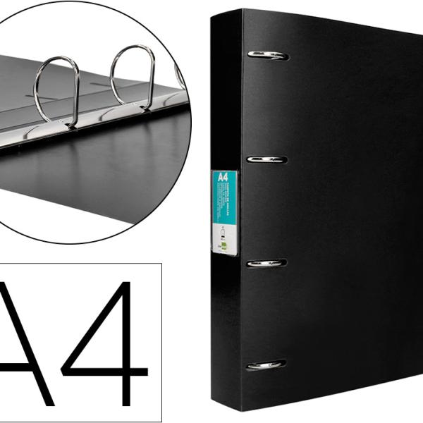 Pasta De 4 Aneis Mistos 40 Mm Polipropileno Din A4 Preto Opaco