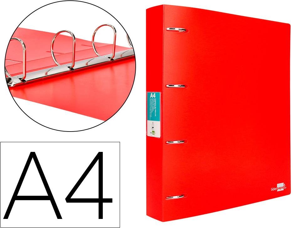 Pasta De 4 Aneis Mistos 40 Mm Polipropileno Din A4 Vermelho Translucido