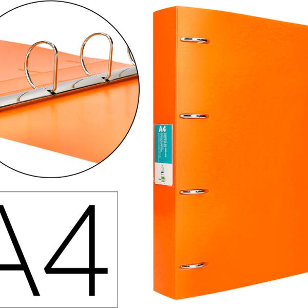 Pasta De 4 Aneis Mistos 40 Mm Polipropileno Din A4 Laranja Fluor Opaco