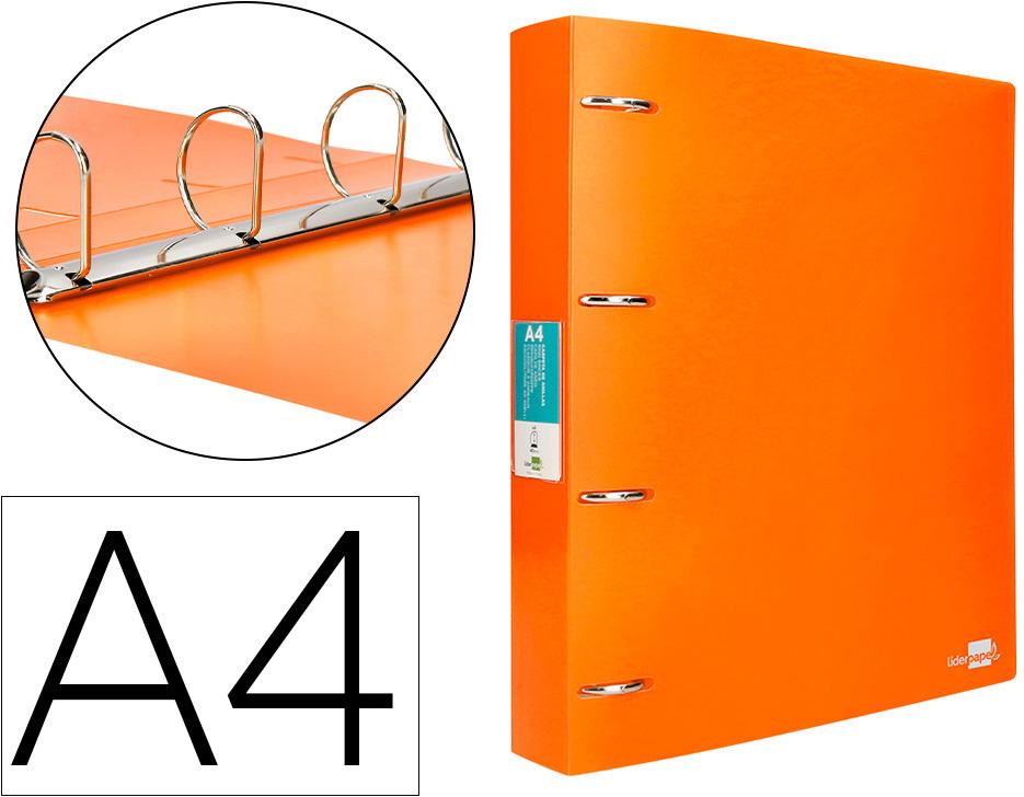 Pasta De 4 Aneis Mistos 40 Mm Polipropileno Din A4 Laranja Fluor Opaco