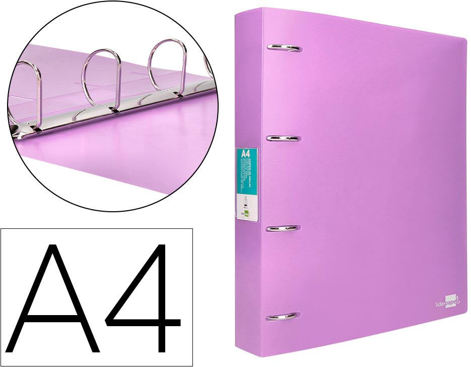 Pasta De 4 Aneis Mistos 40 Mm Polipropileno Din A4 Lavanda Opaco