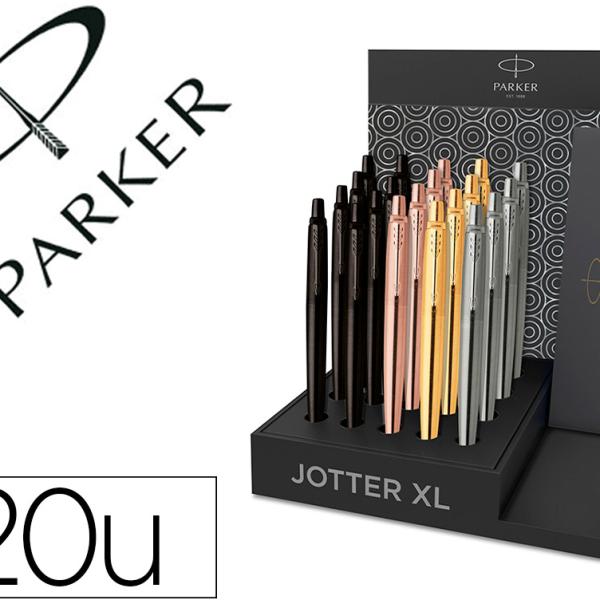 Expositor 20 Esferograficas Parker Jotter Xl Monocromo Aço Ct - ANTARTIK