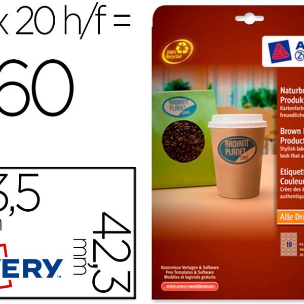 Etiqueta Adesiva Avery Kraft Efeito Cartao Oval 63,5X42,3Mm Removivel Para Laser E Tinteiro - AVERY