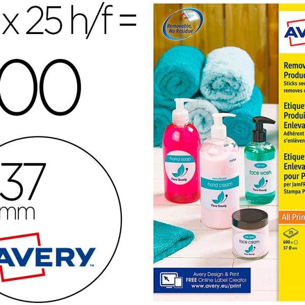 Etiqueta Adesiva Avery Branca Redonda Removivel Para Impressora Laser Injeção De Tinta E Fotocopiado